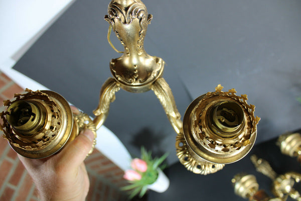 PAIR vintage 1970 brass Lion head Wall sconces lamps