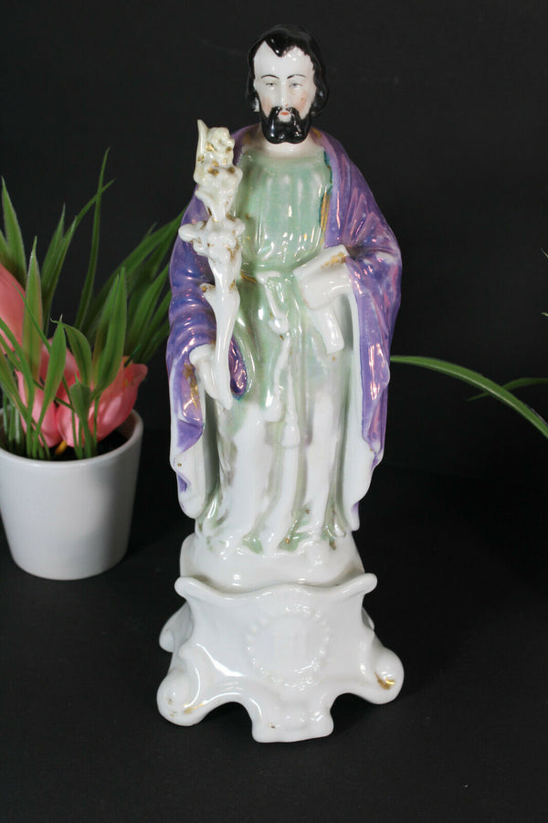 Antique french porcelain religious saint joseph figurine statue