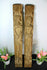 PAIR wood carved cabinet ornaments panels man lady figural