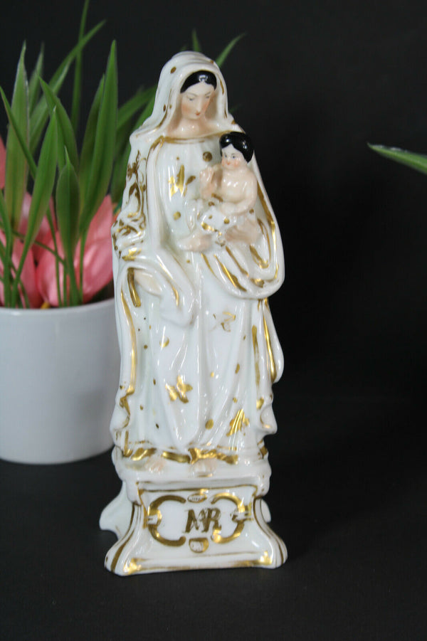 Antique french vieux paris  porcelain madonna figurine statue