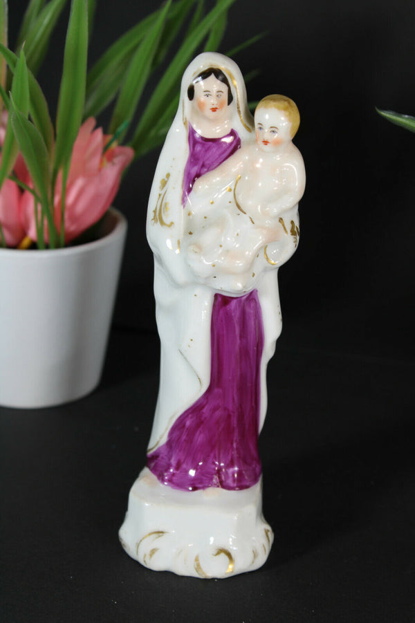 Antique french  porcelain madonna figurine statue