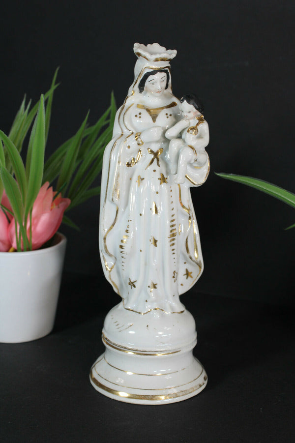 Antique french vieux paris porcelain religious madonna mary figurine statue