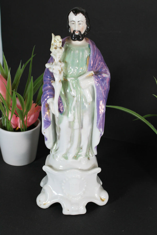 Antique french porcelain religious saint joseph figurine statue