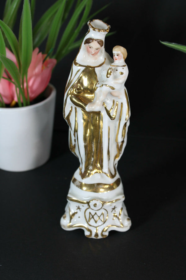 Antique french vieux paris  porcelain madonna figurine statue