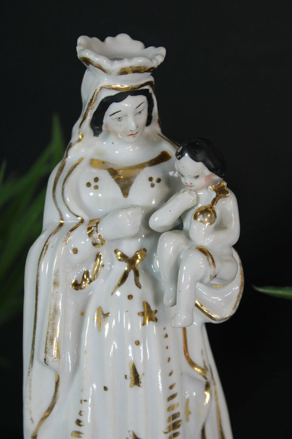 Antique french vieux paris porcelain religious madonna mary figurine statue