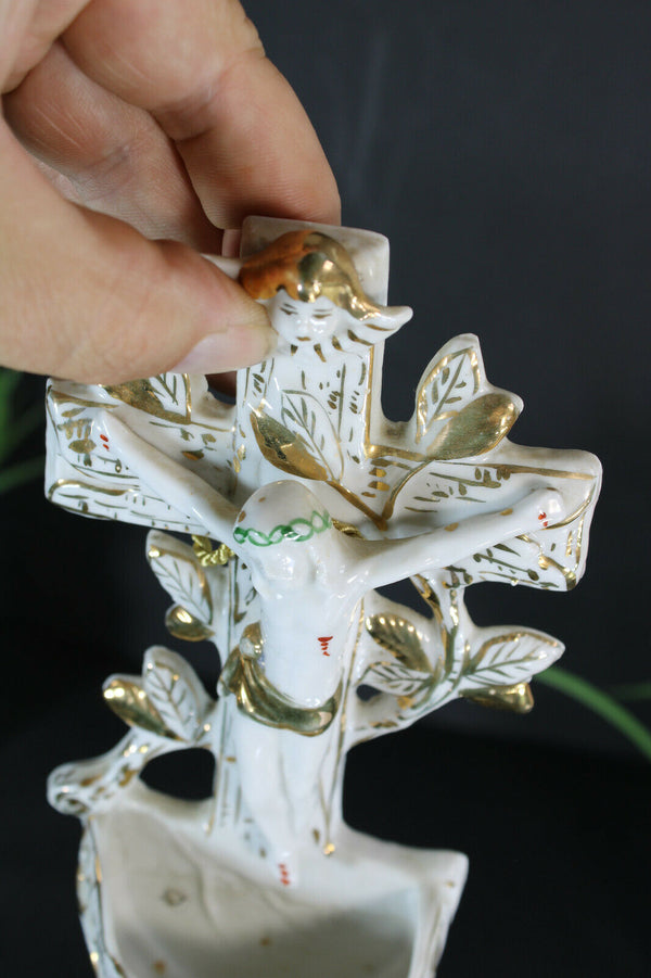 Antique french vieux paris porcelain holy water font