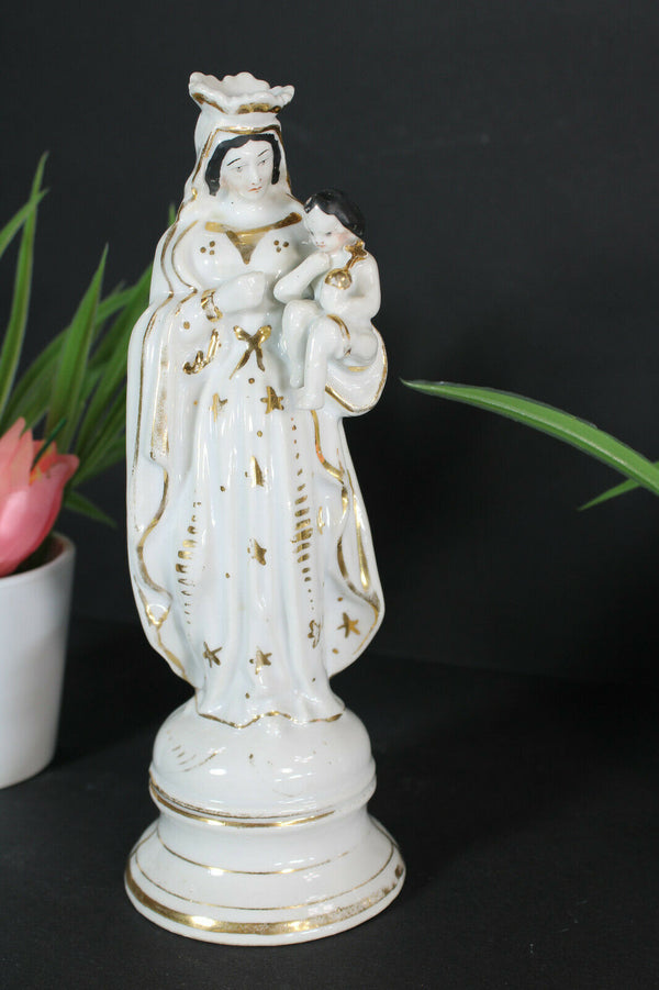 Antique french vieux paris porcelain religious madonna mary figurine statue