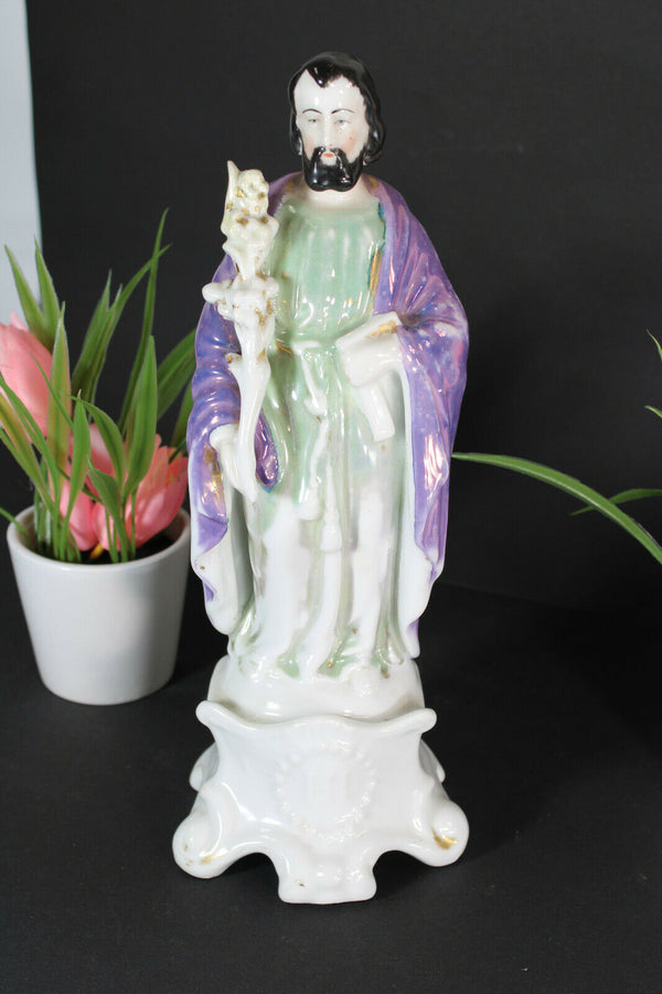 Antique french porcelain religious saint joseph figurine statue