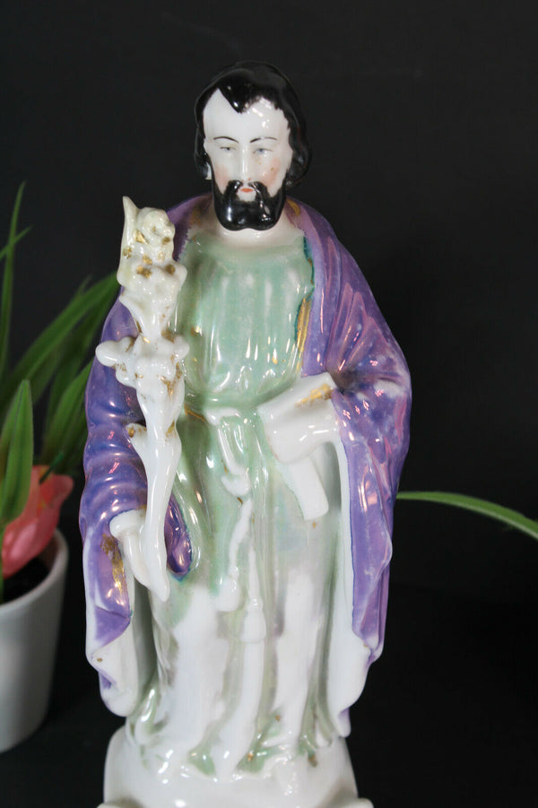 Antique french porcelain religious saint joseph figurine statue