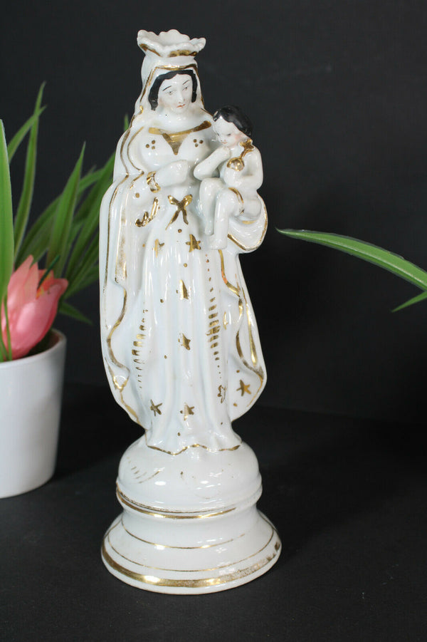 Antique french vieux paris porcelain religious madonna mary figurine statue