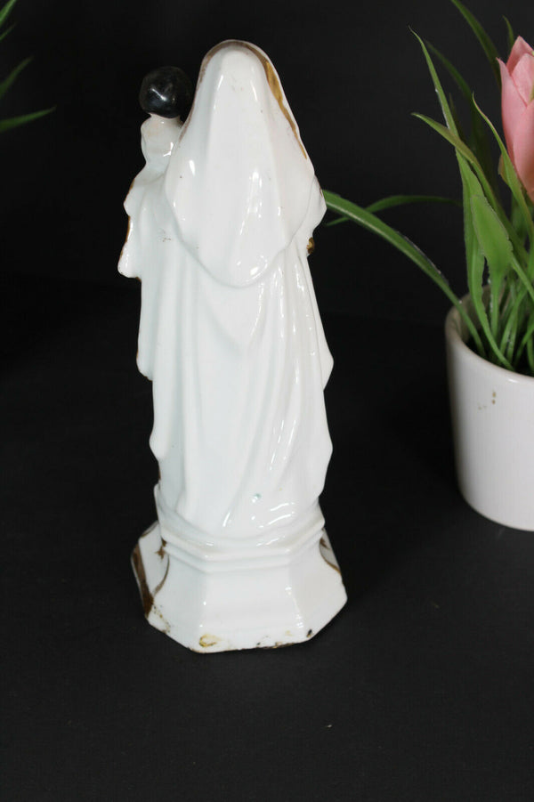 Antique french vieux paris porcelain religious madonna mary figurine statue