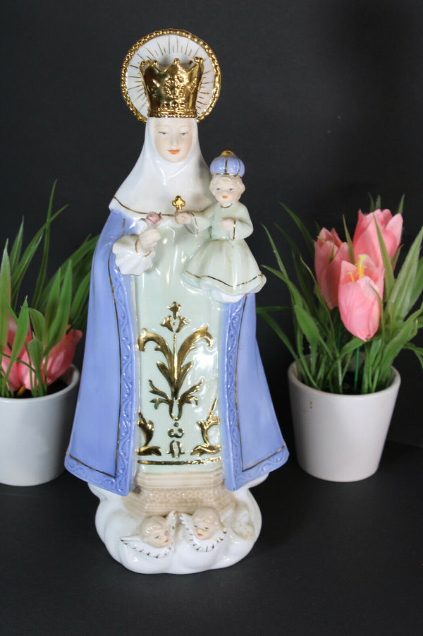 Vintage french porcelain madonna figurine statue with angels