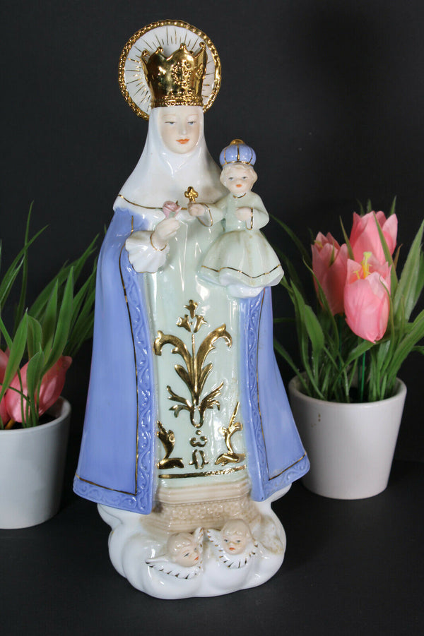 Vintage french porcelain madonna figurine statue with angels