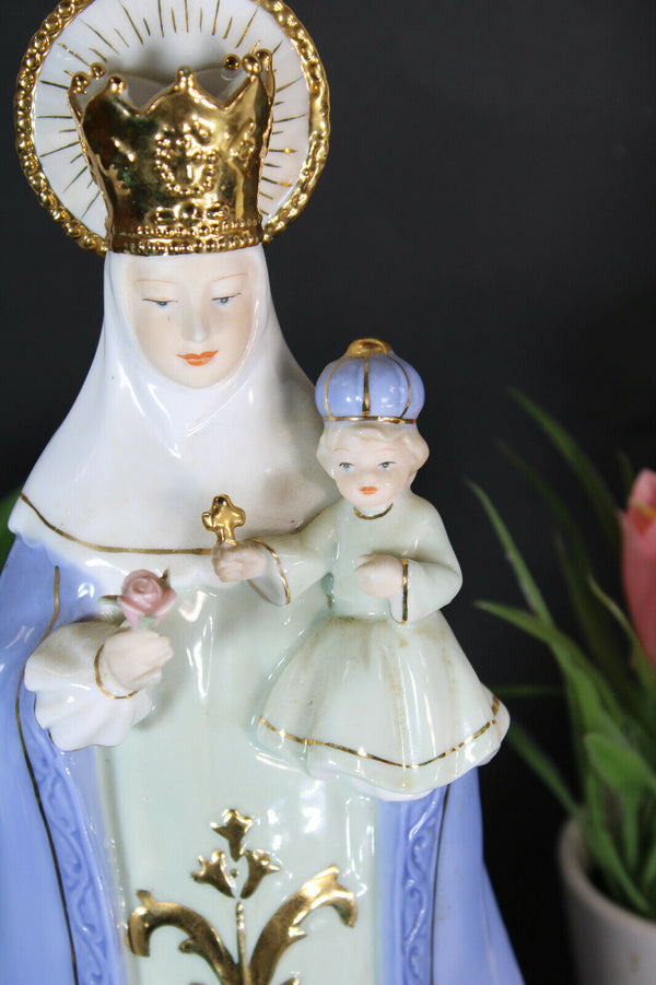 Vintage french porcelain madonna figurine statue with angels