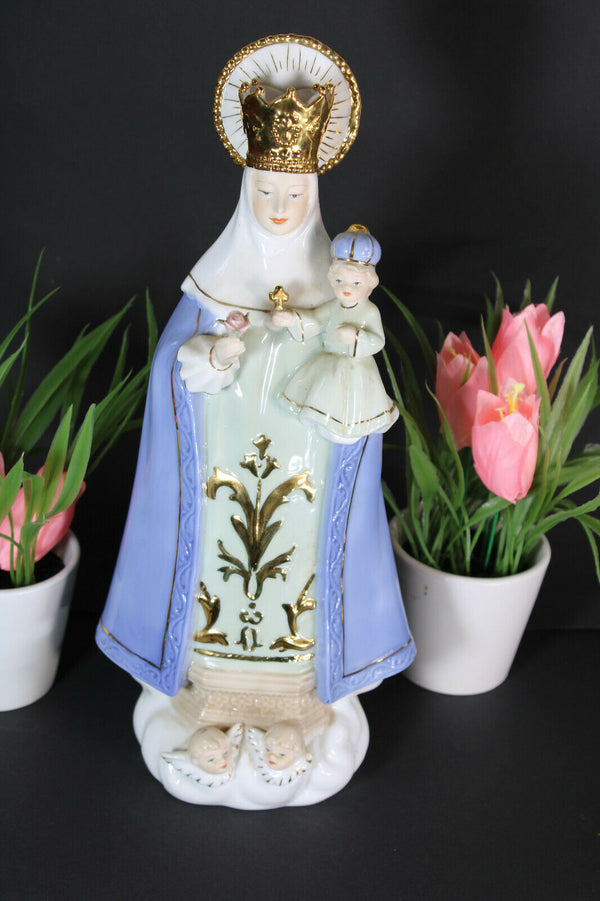 Vintage french porcelain madonna figurine statue with angels