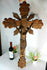 Antique French wood carved crucifix cross religious