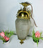 Antique french bronze glass acorn lantern chandelier lamp ram heads