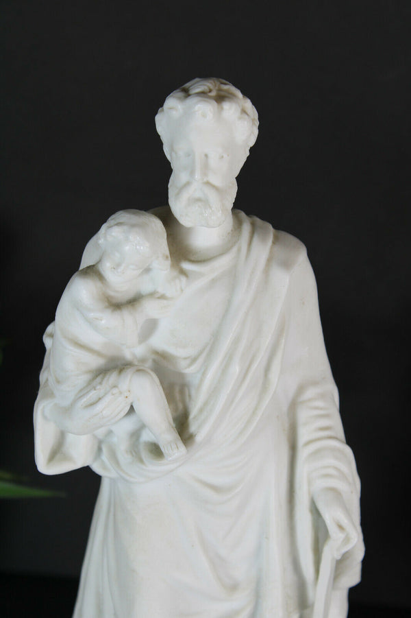 Antique french bisque porcelain saint joseph figurine statue