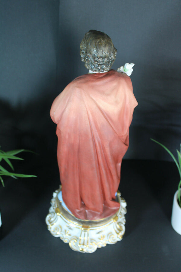 Antique LArge french bisque vieux paris porcelain statue of saint joseph rare
