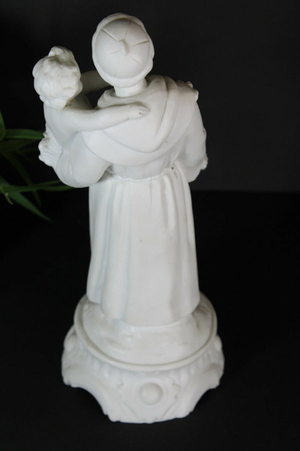 Antique French Bisque porcelain statue saint anthony religious letu mauger mark