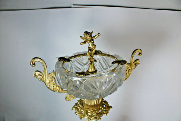 Vintage retro Standing ashtray putti cherub onyx marble brass