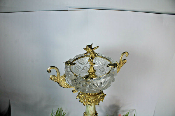 Vintage retro Standing ashtray putti cherub onyx marble brass