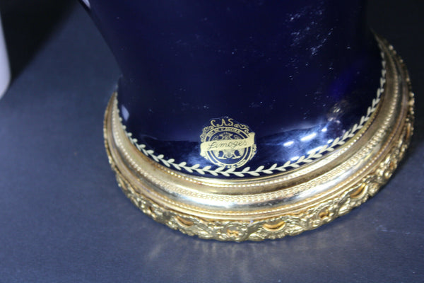 PAIR French limoges cobalt porcelain Vases romantic victorian scenes