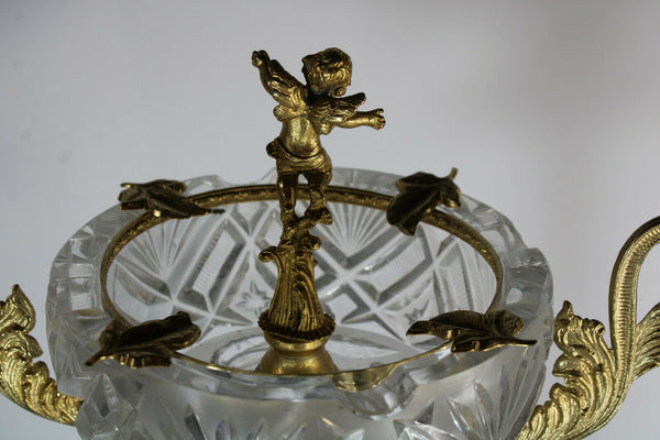 Vintage retro Standing ashtray putti cherub onyx marble brass