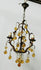 Italian vintage Murano glass amber drops 3 arm chandelier lamp 1970