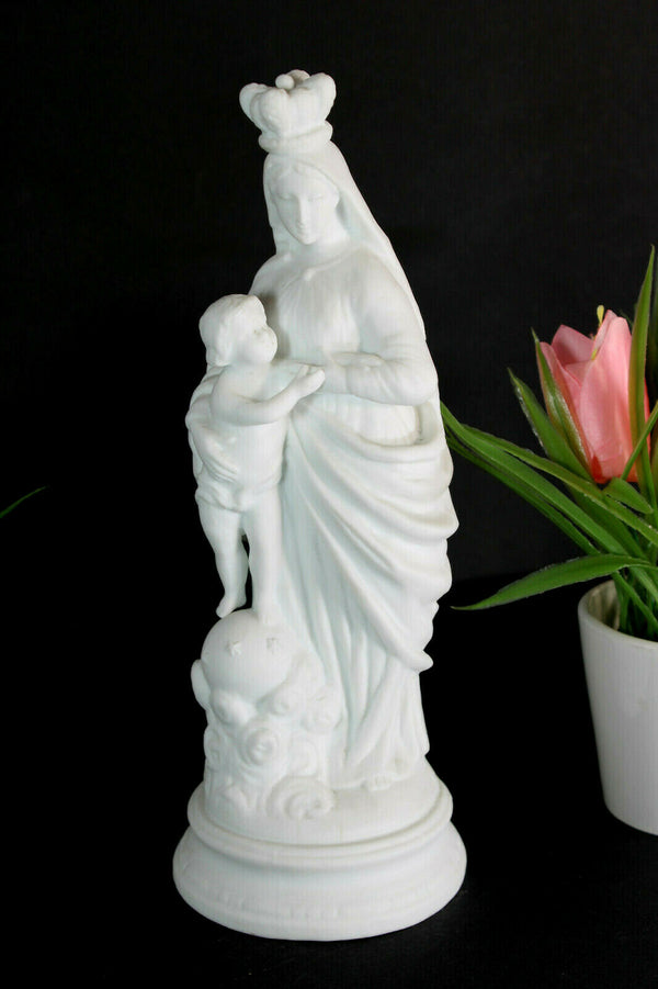 Antique Bisque porcelain madonna child figurine statue