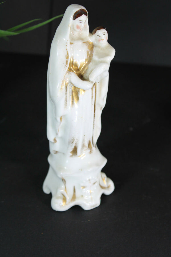 Antique 19thc vieux paris porcelain madonna figurine statue religious