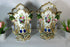 Antique pair french vieux paris porcelain hand paint floral Vases 1900