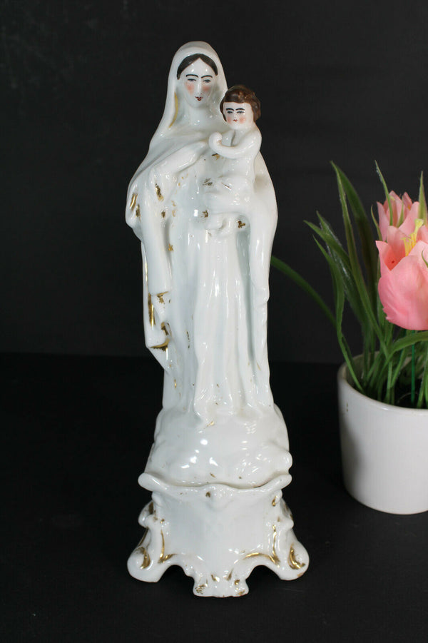 Antique french vieux paris porcelain madonna figurine