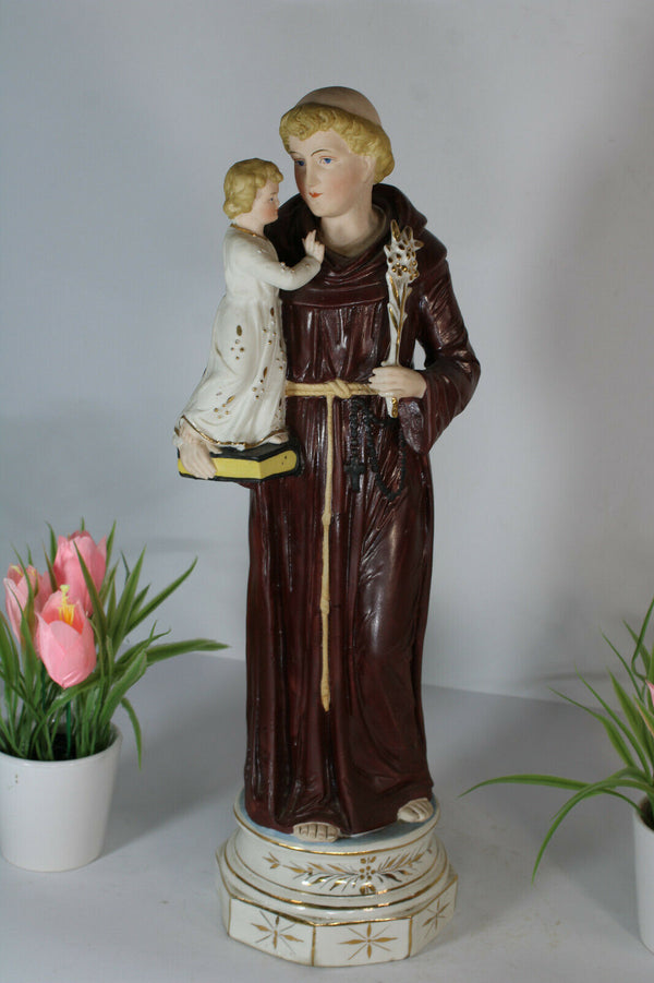 Antique porcelain religious statue of saint anthony