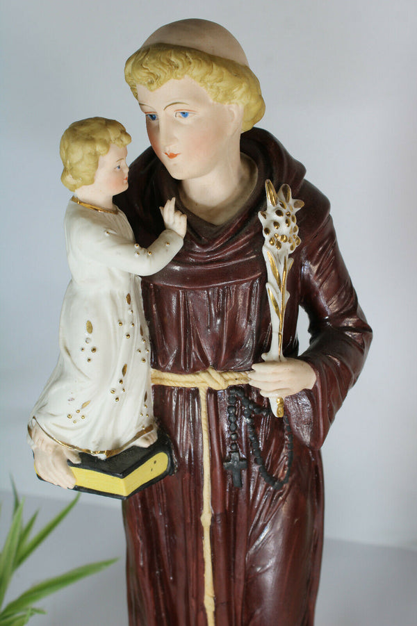 Antique porcelain religious statue of saint anthony