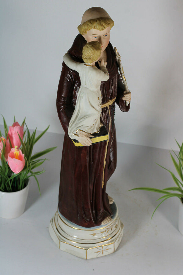 Antique porcelain religious statue of saint anthony