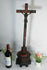 Antique 1800s napoleon III Wood inlay XL crucifix cross religious