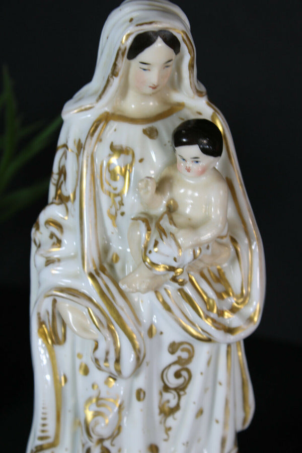 Antique Vieux paris porcelain madonna Figurine statue religious