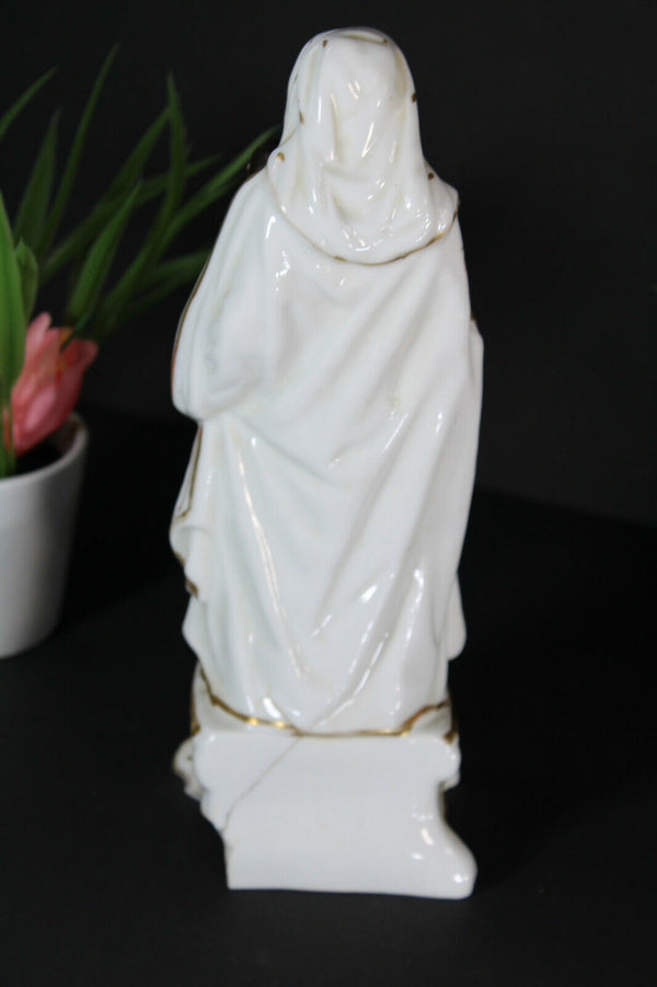 Antique Vieux paris porcelain madonna Figurine statue religious