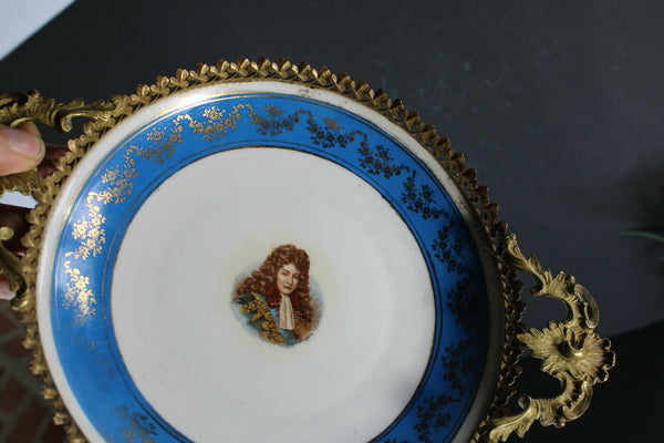 Vintage french porcelain brass Centerpiece bowl lion paws