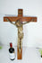 Antique french wood chalkware XL crucifix cross