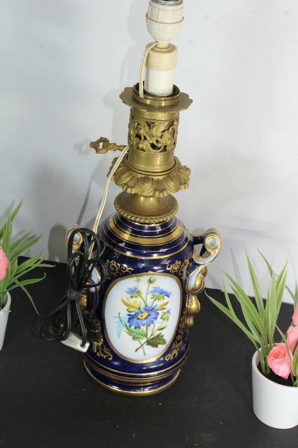 Antique french bayeux porcelain table lamp floral