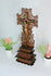 Antique French wood cut religious crucifix cross