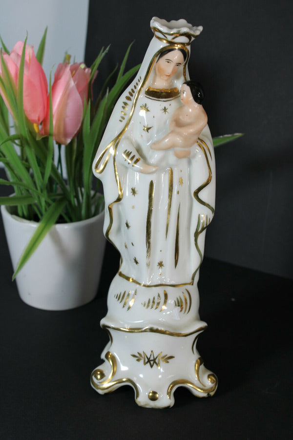 Antique french vieux paris porcelain figurine madonna