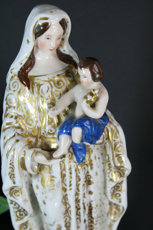 Antique LArge french vieux paris porcelain madonna figurine statue