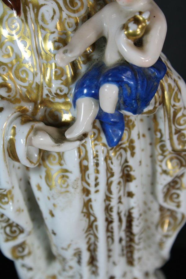 Antique LArge french vieux paris porcelain madonna figurine statue