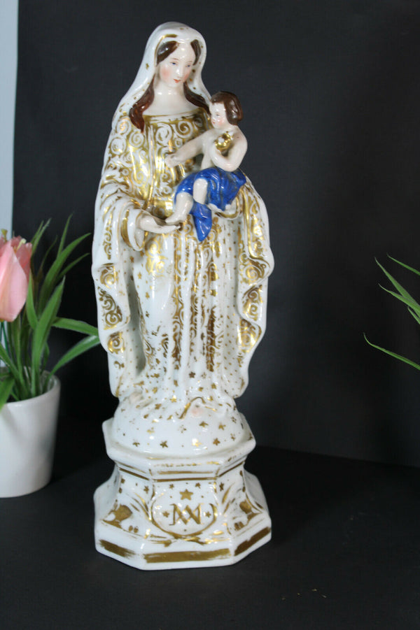 Antique LArge french vieux paris porcelain madonna figurine statue