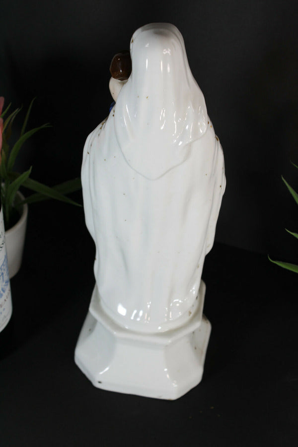 Antique LArge french vieux paris porcelain madonna figurine statue