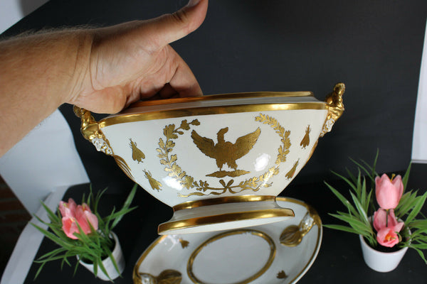 French Napoleon EAgle scarabee porcelain centerpiece bowl satyr heads