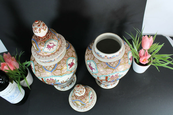 PAIR Antique delft pottery Vases chinoiserie decor marked Adriaen kocks